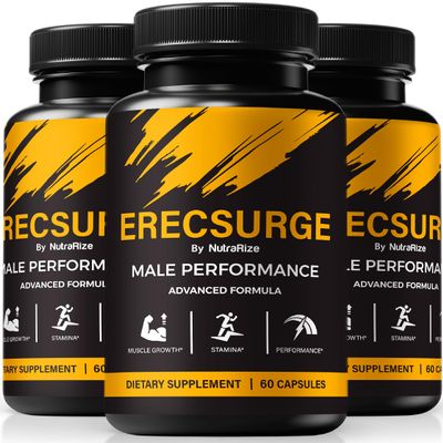 (3 Pack) Erecsurge for Men, Official Erec Surge All-Natural Male Formula for Overall Physical Health & Well-Being Support, Premium Pills for Lasting Energy, Stamina & Performance (180 Capsules)
