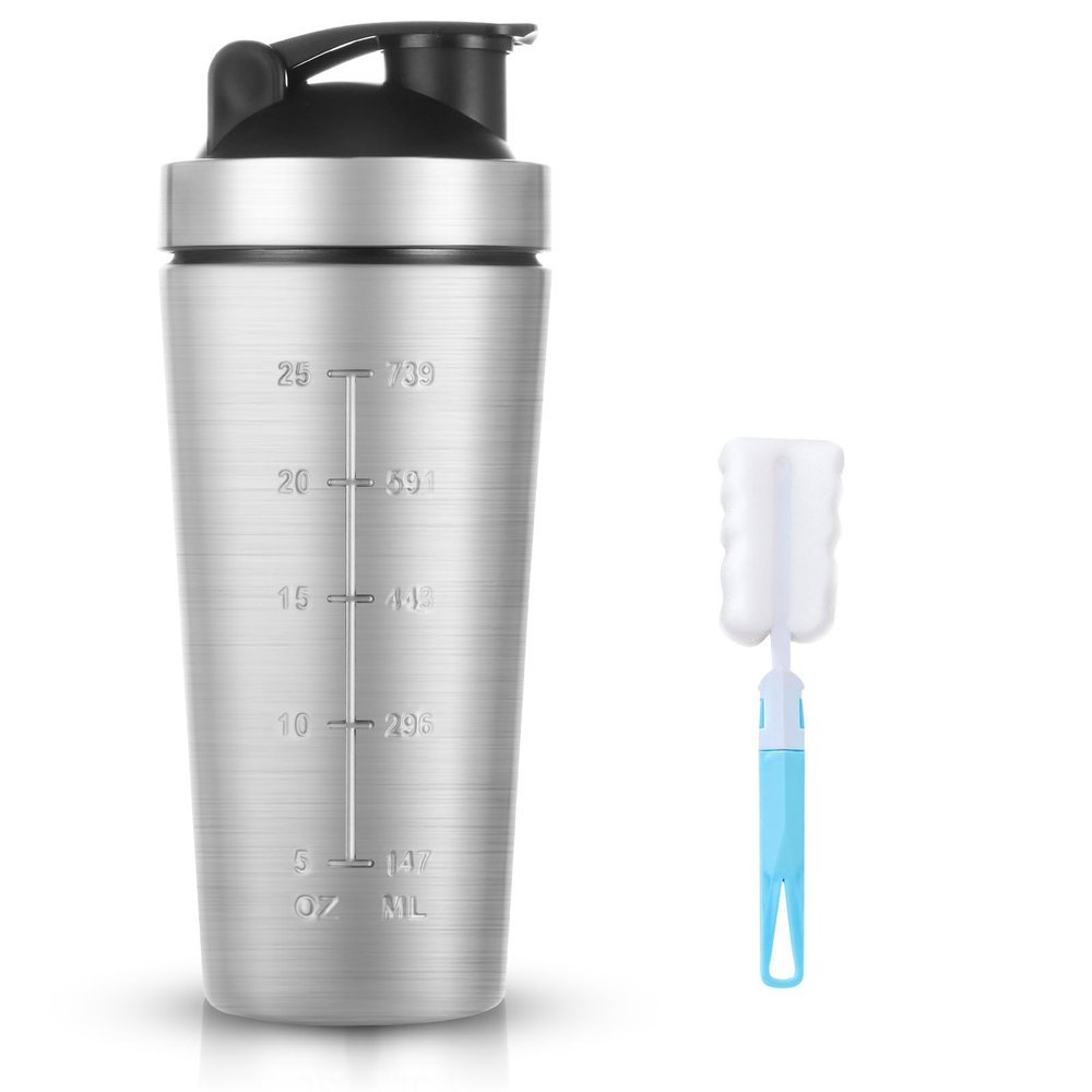 AOOWU Stainless Steel Shaker Bottle with Wire Whisk Ball 900ml, Leak Proof Metal Shaker Bottles for Protein Mixes, Supplement Protein Shake Cup, Water Bottle Portable Pre Workout Gym Sports