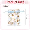 MECCANIXITY Organza Bag 2.8" x 3.5", Sheer Heart Mesh Bags Drawstring Gift Bags Bulk Party Favor Bag Jewelry Pouches for Wedding Candy Valentines (Light Blue-Gold, Pack of 50) view 2