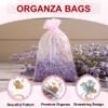 MECCANIXITY Organza Bag 2.8" x 3.5", Sheer Heart Mesh Bags Drawstring Gift Bags Bulk Party Favor Bag Jewelry Pouches for Wedding Candy Valentines (Light Blue-Gold, Pack of 50) view 3