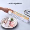 loyliawa Plastic Wrap Cutter with Slide Cutter Slider Cutting Machine Plastic Wrap Dispenser with Slide Cutter Adjustable 2-in-1 Food Clings Wrap Film Roll Holder & Cutting Tool Yellow view 2