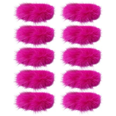Gumney 10pcs Fluffy Mini Craft Bows Faux Mink Fur Tiny Bow for DIY Hair Accessory, Treat Bows, Sewing Scrapbooking, Party Decorations, 3x7cm, Rose Red