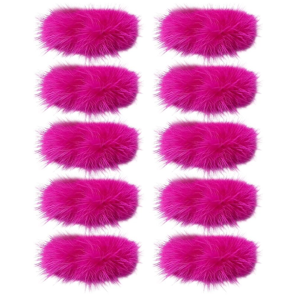 Gumney 10pcs Fluffy Mini Craft Bows Faux Mink Fur Tiny Bow for DIY Hair Accessory, Treat Bows, Sewing Scrapbooking, Party Decorations, 3x7cm, Rose Red