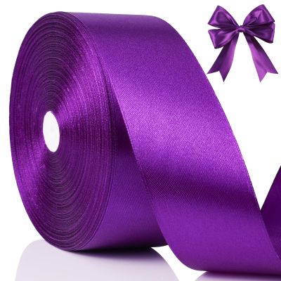 NESCCI 100 Yards Ribbon,1-1/2 Inch Purple Satin Ribbon,Single Face Satin Ribbons,Perfect for Gift Wrapping,Wedding Decoration,Handmade Bows,Wrapping Bouquet and More