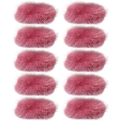 Gumney 10pcs Fluffy Mini Craft Bows Faux Mink Fur Tiny Bow for DIY Hair Accessory, Treat Bows, Sewing Scrapbooking, Party Decorations, 3x7cm, Bean Paste