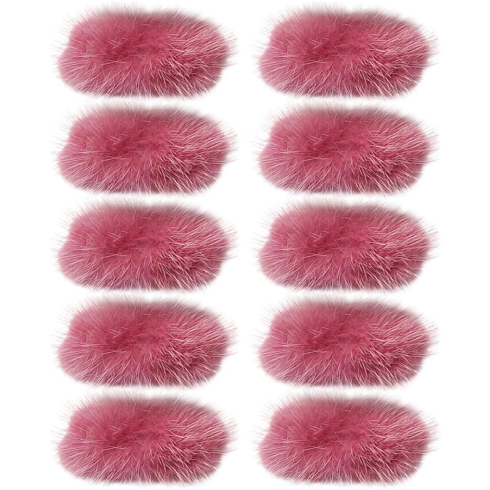Gumney 10pcs Fluffy Mini Craft Bows Faux Mink Fur Tiny Bow for DIY Hair Accessory, Treat Bows, Sewing Scrapbooking, Party Decorations, 3x7cm, Bean Paste