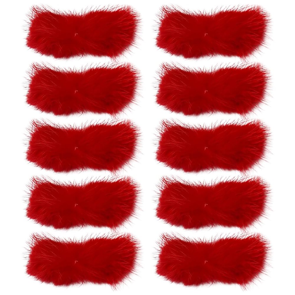 Gumney 10pcs Fluffy Mini Craft Bows Faux Mink Fur Tiny Bow for DIY Hair Accessory, Treat Bows, Sewing Scrapbooking, Party Decorations, 3x7cm, Red