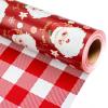 Burymento Red Christmas Wrapping Paper, Reversible Red Santa, Grid Design Gift Wrapping Paper Suitable for Christmas, Mini Roll (17 Inch X 32.8 Feet) view 1