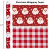 Burymento Red Christmas Wrapping Paper, Reversible Red Santa, Grid Design Gift Wrapping Paper Suitable for Christmas, Mini Roll (17 Inch X 32.8 Feet) view 4