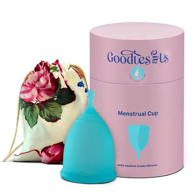 Angel's Peel Lounge Menstrual Cup for Women - 100% Medical-Grade Leak-Free Soft & Flexible Silicone Cup - 12 Hour Leak Protection Eco-Friendly & Reusable Period Cups for Women - Blue - Large