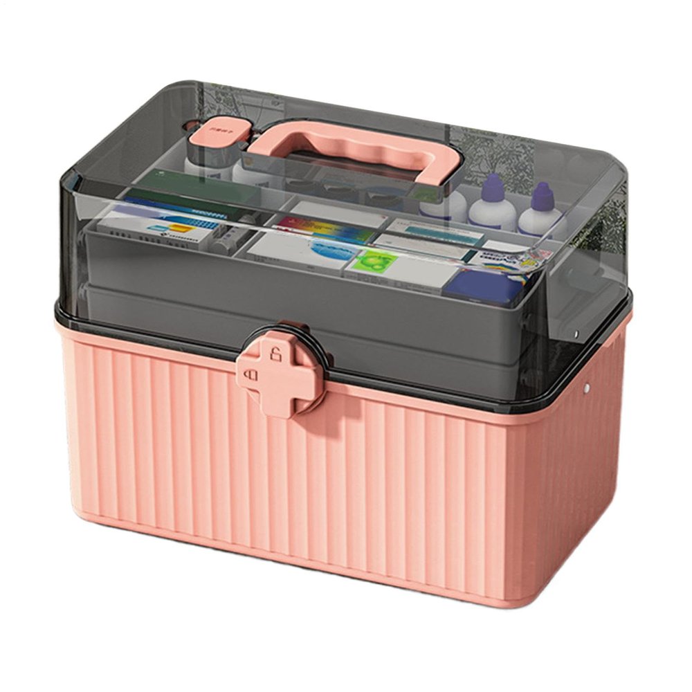 Medicine Storage Box - first aiid Storage Box | Medicine Organiser Box | Medicine Storage Box Organiser | 3 Layer Clear Storage Box With Handle | Medical Supply Container For Home, Camping, Traveling