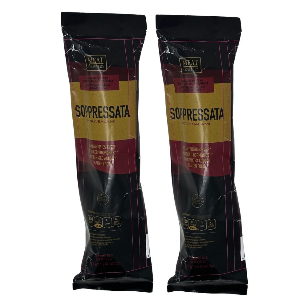 MeatCrafters Soppressata Salami, Dry Cured, No Added Nitrites or Nitrates, Antibiotic Free, All Natural Meat, 5oz (2-Pack)