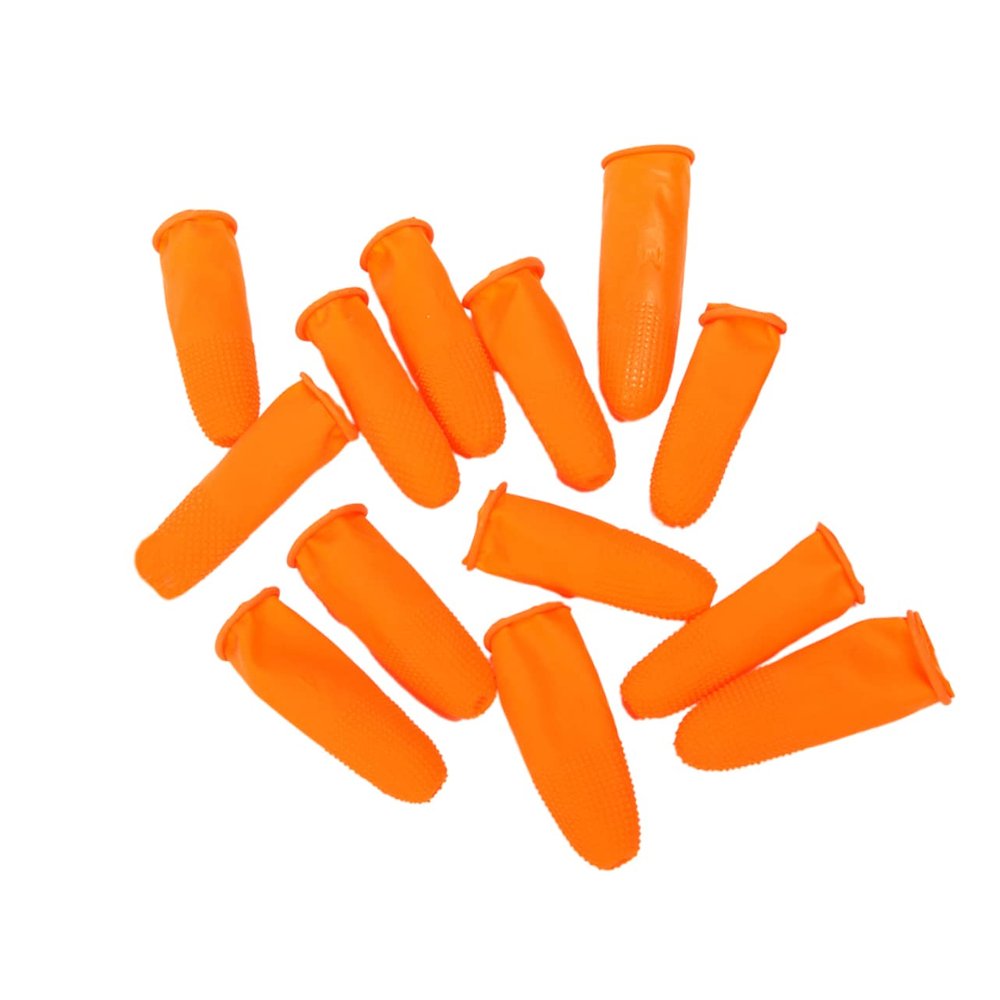 Disposable Latex Anti-Skid Finger Cover Thick Fingertip Protector Orange for Painting Nail Art Pack