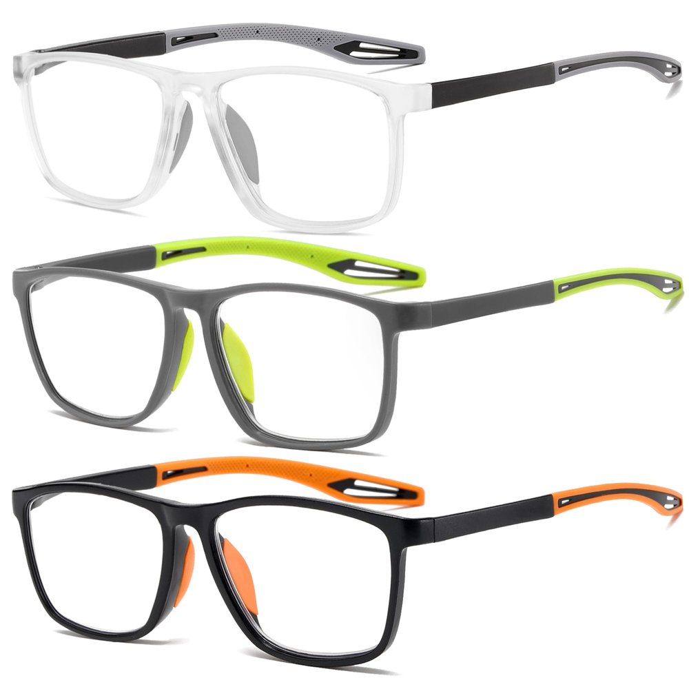 Reading Glasses for Men Sporty Design TR90 Blue Light Blocking Reader Comfortable and Flexible Lightweight HLC +2.0