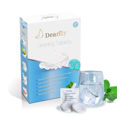 Retainer Cleaner Tablets, Denture Cleaning Tablets, Aligner cleaning, Remove Stains, Odors & Plaque, Night Guard Cleaner, 1-Month Supply of PERSULFATE-Free Aligner Cleaner, 30 Tablets, Mint-Scented,