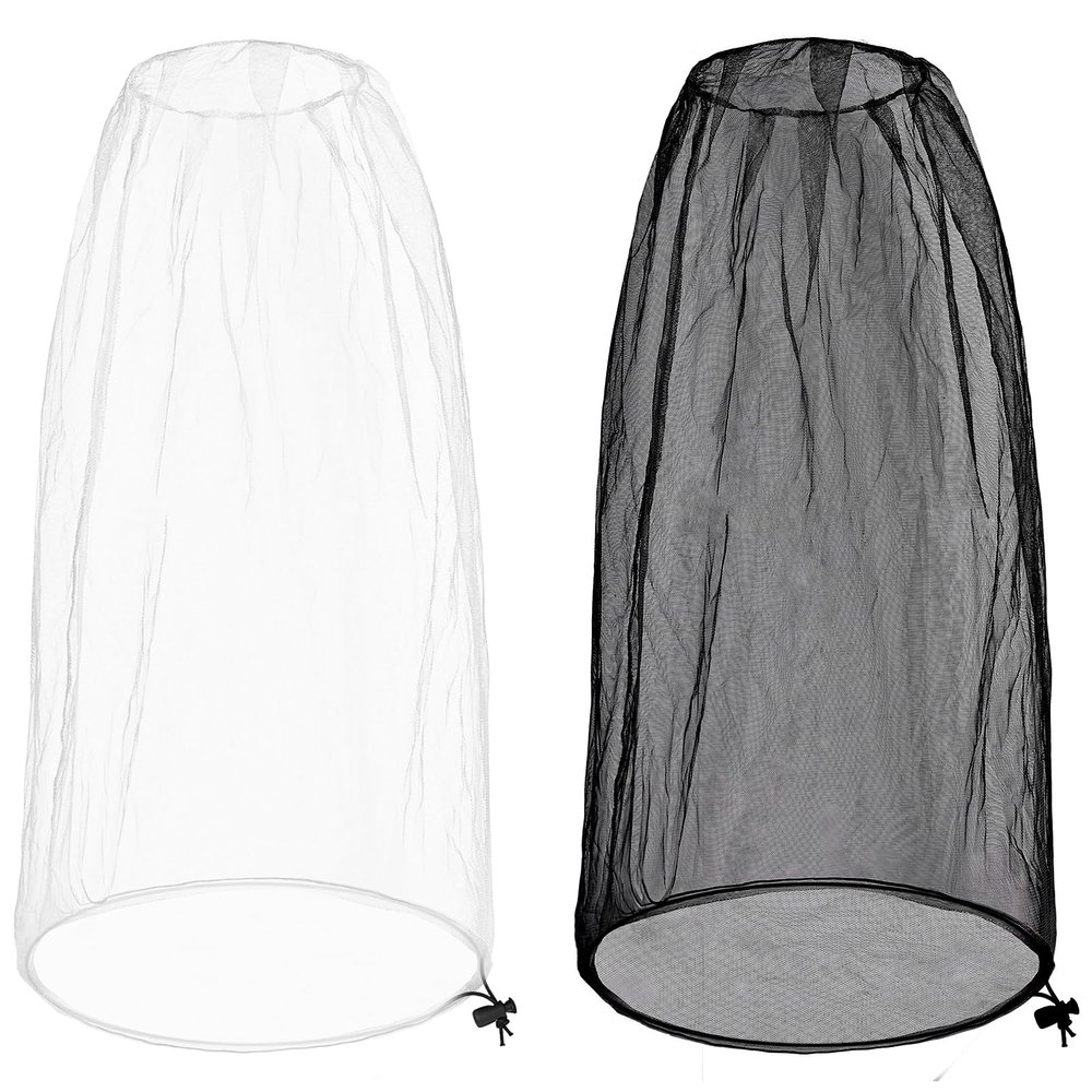 2 Pack Ultra Large Mosquito Net 42x25 Inches Mosquito Head Net Oversized Insect Netting Bug Fits Most Hats for Gardening Hiking Fishing Traveling(White+Black)