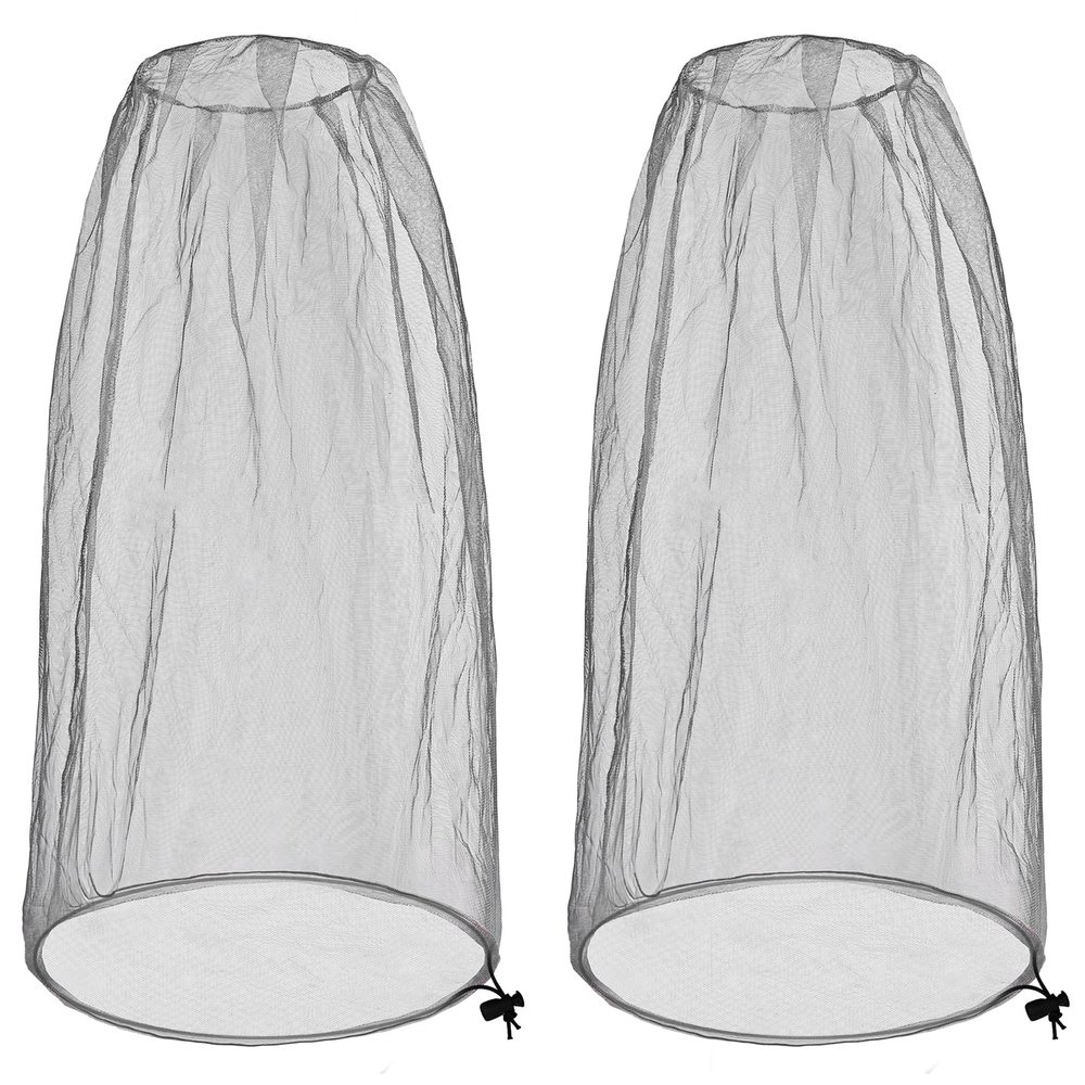 2 Pack Ultra Large Mosquito Net 42x25 Inches Mosquito Head Net Oversized Insect Netting Bug Fits Most Hats for Gardening Hiking Fishing Traveling(Gray)