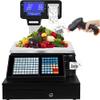 ZOCWJK Label Printing Scales, Commercial Digital Price Computing Scale with Double-Sided Pole Display Electronic Balance Label Printing Scale Cash Register (Gun+Cash Box view 1