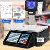 ZOCWJK Label Printing Scales, Commercial Digital Price Computing Scale with Double-Sided Pole Display Electronic Balance Label Printing Scale Cash Register (Gun+Cash Box view 2