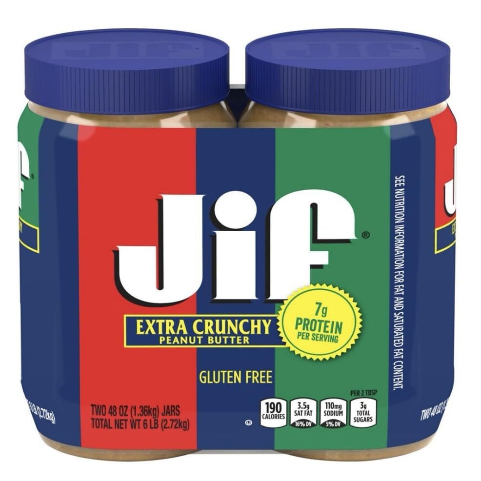 Jiif Extra Crunchy Peanut Butter Twin Pack 2-48 Ounce Jars
