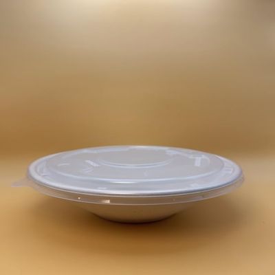 32oz Disposable Sugarcane Bowl with Dome Lids, Big Paper Bowls, Large, Heavy-Duty, Eco-Friendly, Compostable Bowls, Biodegradable Made of Sugar Cane Fibers (300)