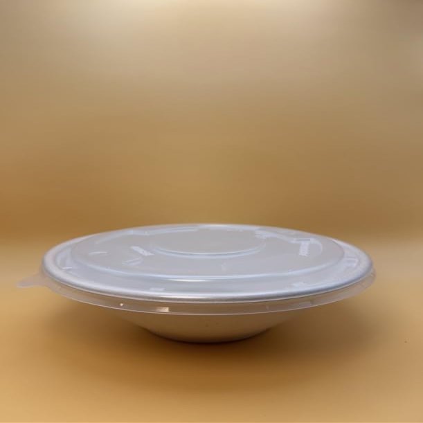 32oz Disposable Sugarcane Bowl with Dome Lids, Big Paper Bowls, Large, Heavy-Duty, Eco-Friendly, Compostable Bowls, Biodegradable Made of Sugar Cane Fibers (300)