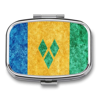 Saint Vincent Grenadines Flag Textured Pill Case, Small Pill Box, Pill Organizer for Vitamins Medication