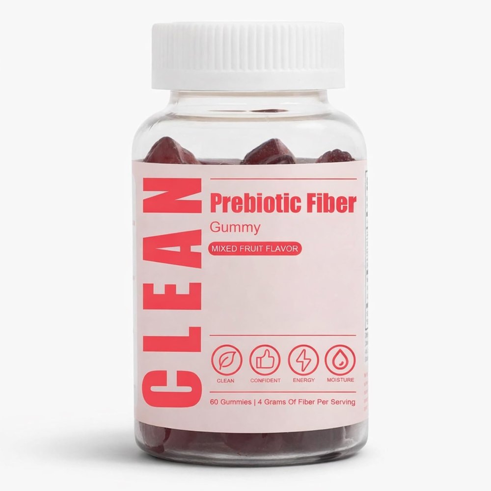 6525080 Clean Prebiotic Fiber Gummy, Clean Fiber Gummies for Men, Men Prebiotic Supplement for Digestive Gut Health, Non-GMO, 60 Gummies / 4g Fibers Per Serving