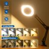 10X Magnifying Glass with Light and ClampReal Glass Lens 5 Color Modes Dimmable LED Lighted Magnifier with Swing Arm Hands Free Magnifying Desk Lamp for Crafts Sewing Painting Reading Close Work view 4