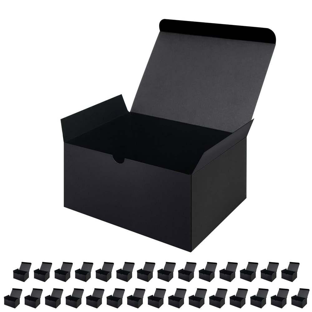 JINMING 30 Gift Boxes 7.5x5.5x4 Inches, Matte Black Gift Boxes Bulks for Mother's Day, Father's Day, Party, Birthday, Groomsman Proposal Boxes for Light Gifts