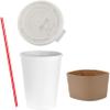 12 oz Disposable Coffee Cups with Flat Lids and Sleeves Combo BONUS - Stirrers White Paper Hot Cups with Lids (200 Sets) view 3