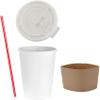 20 oz Disposable Coffee Cups with Flat Lids and Sleeves Combo BONUS - Stirrers White Paper Hot Cups with Lids (1000 Sets) view 1