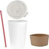16 oz Disposable Coffee Cups with Flat Lids and Sleeves Combo FREE BONUS - Stirrers White Paper Hot Cups with Lids (500 Sets) view 1