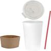 16 oz Disposable Coffee Cups with Flat Lids and Sleeves Combo FREE BONUS - Stirrers White Paper Hot Cups with Lids (500 Sets) view 2