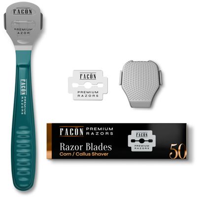 Facn Professional Callus Shaver Remover with 50 Blades, Pedicure Razor for Feet & Hands, Foot Razor for Callus Removal, Callus Blade Remover, Corn Shaver, Surgical Grade Premium Stainless Steel Tool