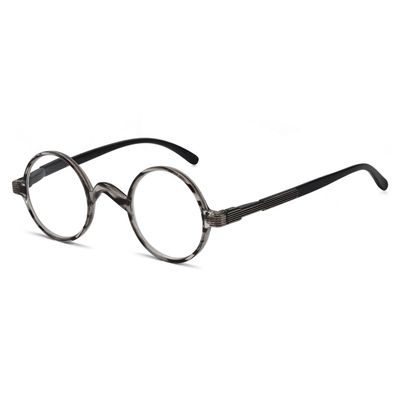 Eyekepper Round Reading Glasses a Little Large than Vintage Professor Oval Readers (Grey Stripe +0.75)