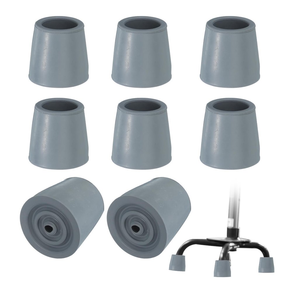 PATIKIL Quad Cane Tips 1 Inch, 8 Pcs Non-Slip Rubber Walking Cane Accessories Replacement Foot for Standing Stick Women Men Seniors, Gray(Style 1)