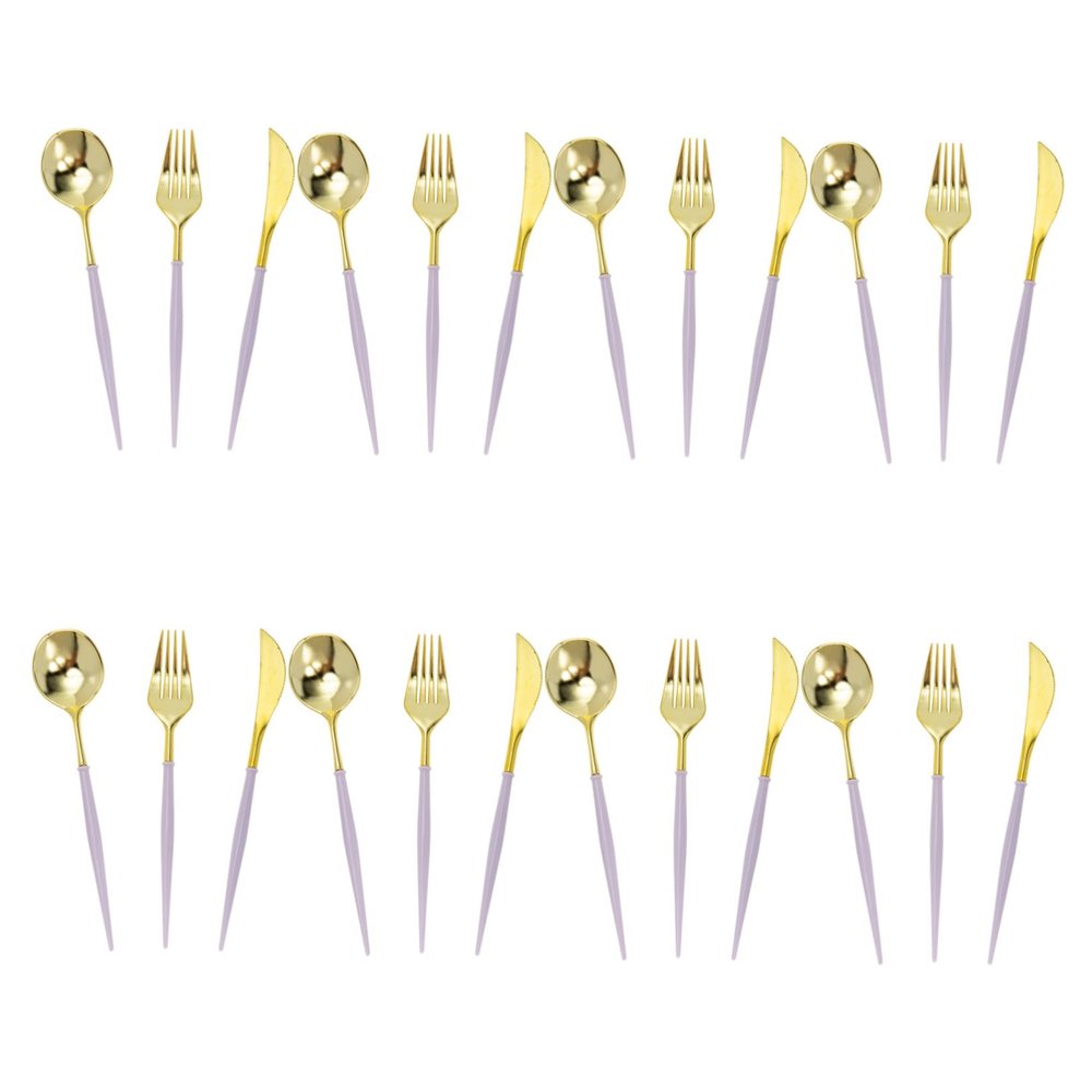 Party Cutlery Set 24pcs Disposable Plastic Spoon Fork Cutter