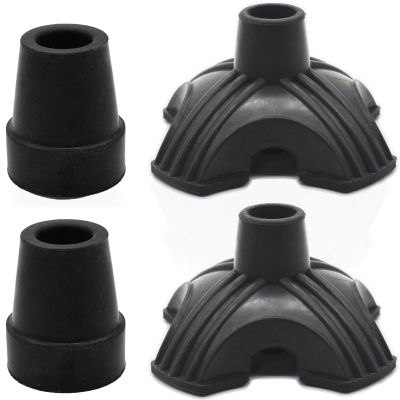 DORANMI 7/8' Self-Standing Walking Cane Tips 4 Pack Set, No-Slip Cane Replacement of Black Rubber Tips, Heavy Duty Walking Stick Base, Anti Skid Cane Foot for Stability Crutch Accessories (7/8 INCH)