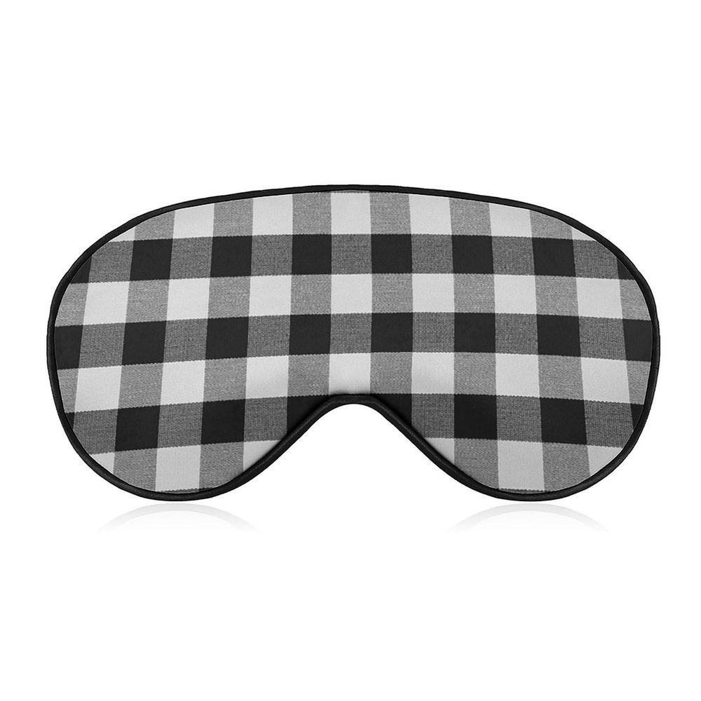 VTHXLOI Buffalo Plaid Black and White Check Sleep Eye Mask Blocks Light Cover Eyeshade for Men Women