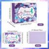 SOFPLATE 1 Set Mermaid Party Bags Unisex Scale Gift Bag 13x10.2x4.7in Large Purple Ocean Themed Dreamlike 1Pc Card 3 Sheets Wrapping Paper Birthday Packet for Party Favors Shower Present Supplies view 2
