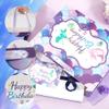 SOFPLATE 1 Set Mermaid Party Bags Unisex Scale Gift Bag 13x10.2x4.7in Large Purple Ocean Themed Dreamlike 1Pc Card 3 Sheets Wrapping Paper Birthday Packet for Party Favors Shower Present Supplies view 4