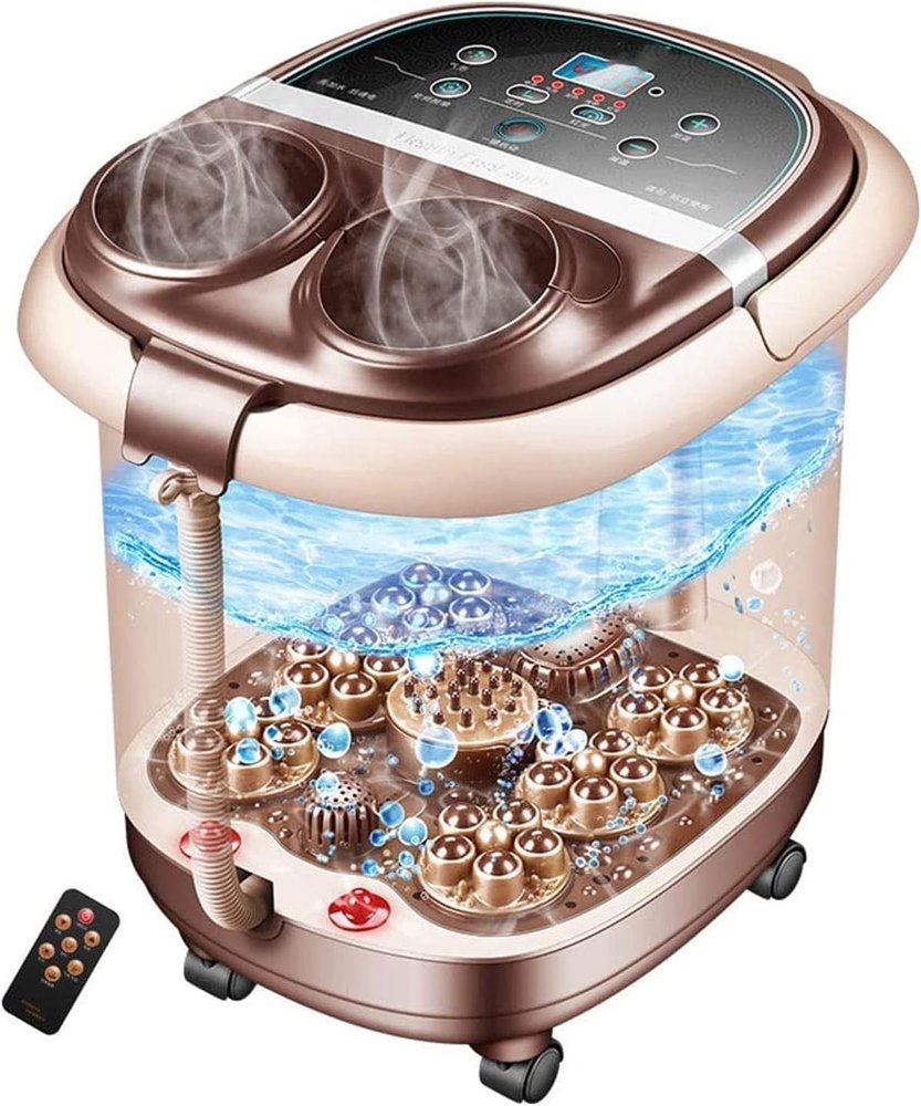 Lsrwhnyy Foot Bath Spa with Digital Temperature Control, Massager with Heat Bubbles Tub, Massage Rollers, Household Relaxing Help Sleep