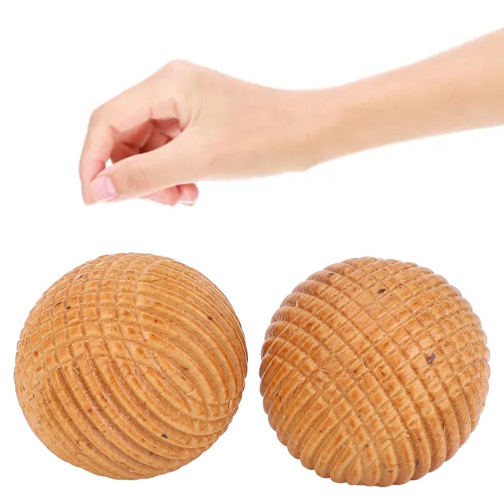 2 Pcs 1.5inch Chinese Healthy Exercise Rosewood Hand Strengthening, Beech Wood Palm Massage Balls for Relaxing Hand Exercise, Therapy, Stress Relief, Hand Massage Balls with