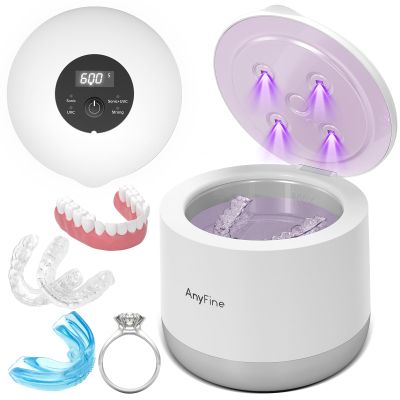 AnyFine Advanced Ultrasonic Retainer Cleaner Machine for Dentures, Mouth Guards, Braces, Toothbrush Heads, Jewelry, 45kHz Triple-Phase Purification System, 4 Modes for Multiple Dental Appliances