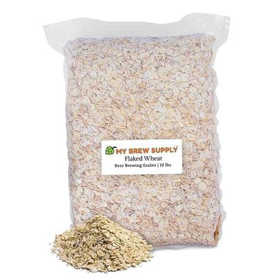 My Brew Supply Flaked Wheat Beer Making Grain | Brew Your Own Pilsners, Stouts, and Beers with Wheat Grains | Grown in The United States | 10lb (2L) Crushed Grain