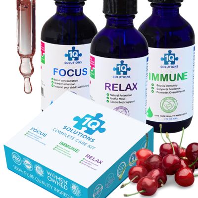 1Q Kids All-in-One Health Kit | Focus, Better Sleep & Mood, and Immune Support| 3 Liquid Supplements| 100% Natural, Sugar-Free, Vegan, Gluten-Free, Non-GMO | Easy-to-Take| 3 x 2 fl oz Bottles