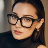 Celng Oversized Reading Glasses for Women - 3 Pack Square Blue Light Readers with Spring Hinge (Black+Leopard+Transparent, 1.0, Diopters) view 2