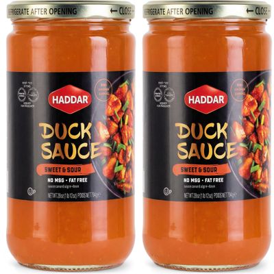 Haddar Sweet & Sour Duck Sauce, 28 oz (2 Pack) | Authentic Asian Style | No MSG | Perfect for Egg Rolls, Spring Rolls, Wontons, Chicken, Fish & Stir Fry | Kosher (including Passover)