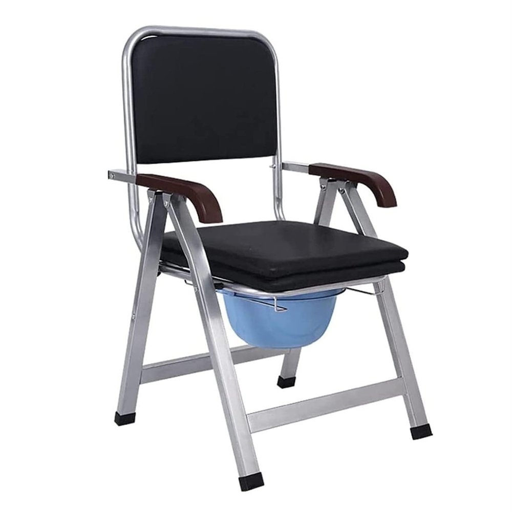 RENJJPBO Portable Folding Chair with Built-in Toilet, Commode Chair Shower Chair with Arms and Back Bedside Commode for People with Toilet Chair